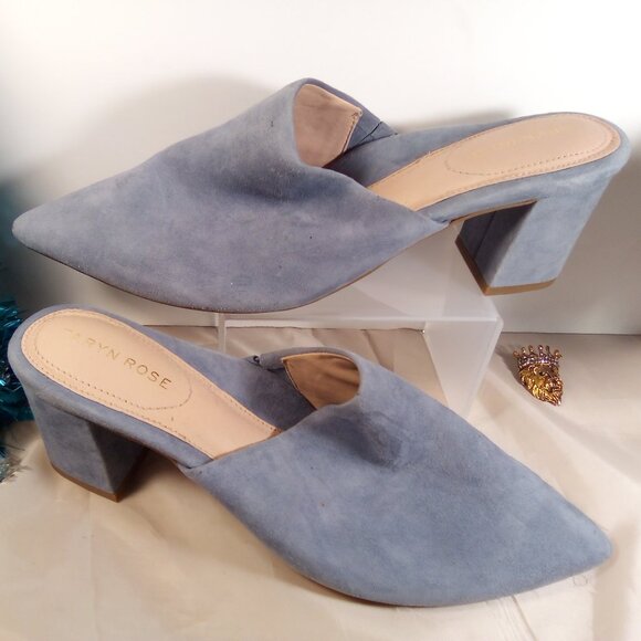 TARYN ROSE LIGHT BLUE SUEDE LEATHER SLIDER SLIP-ON CASUAL SANDAL SZ 9M - Picture 1 of 9